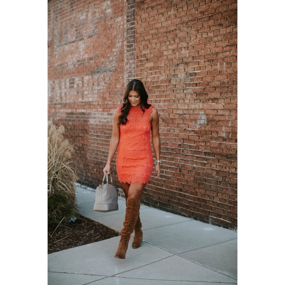 Free People Dress Coral Daydream Lace Mini Open Back Sleeveless NWT - Picture 3 of 12